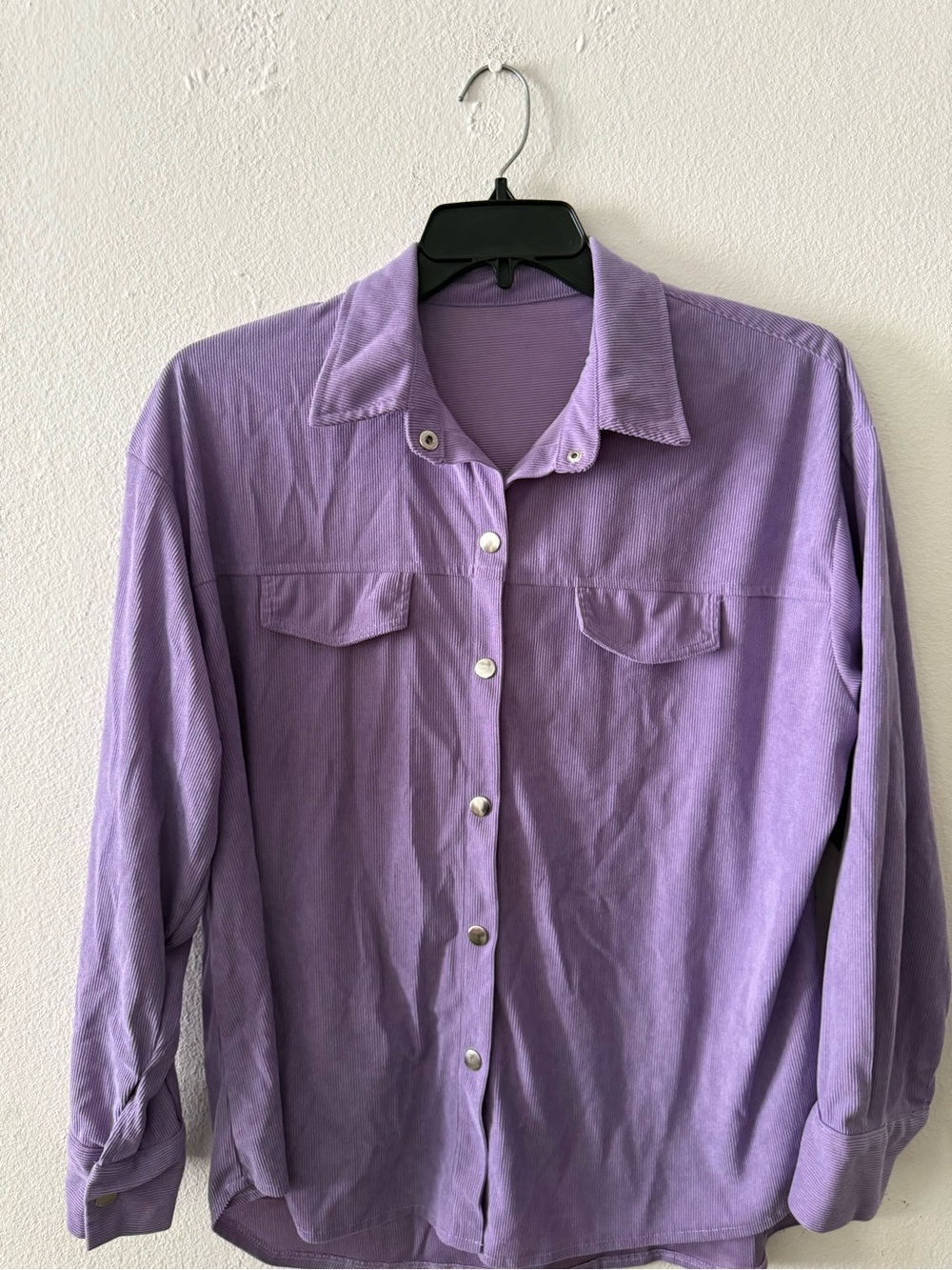 SHEIN Lavender Long-Sleeve Button Down Shirt